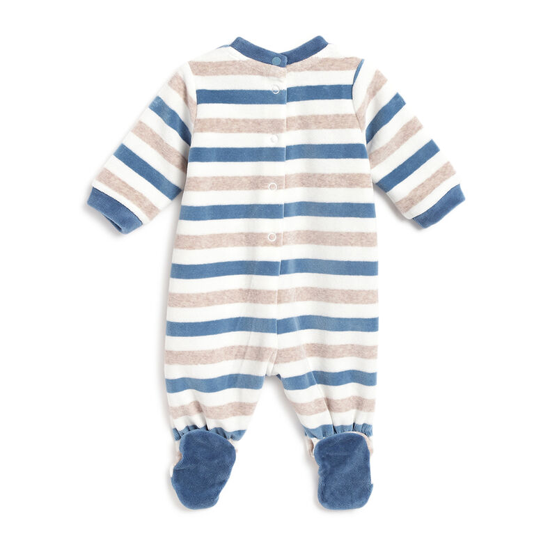 Boys Natural Striped Leg Opening Babysuit image number 1